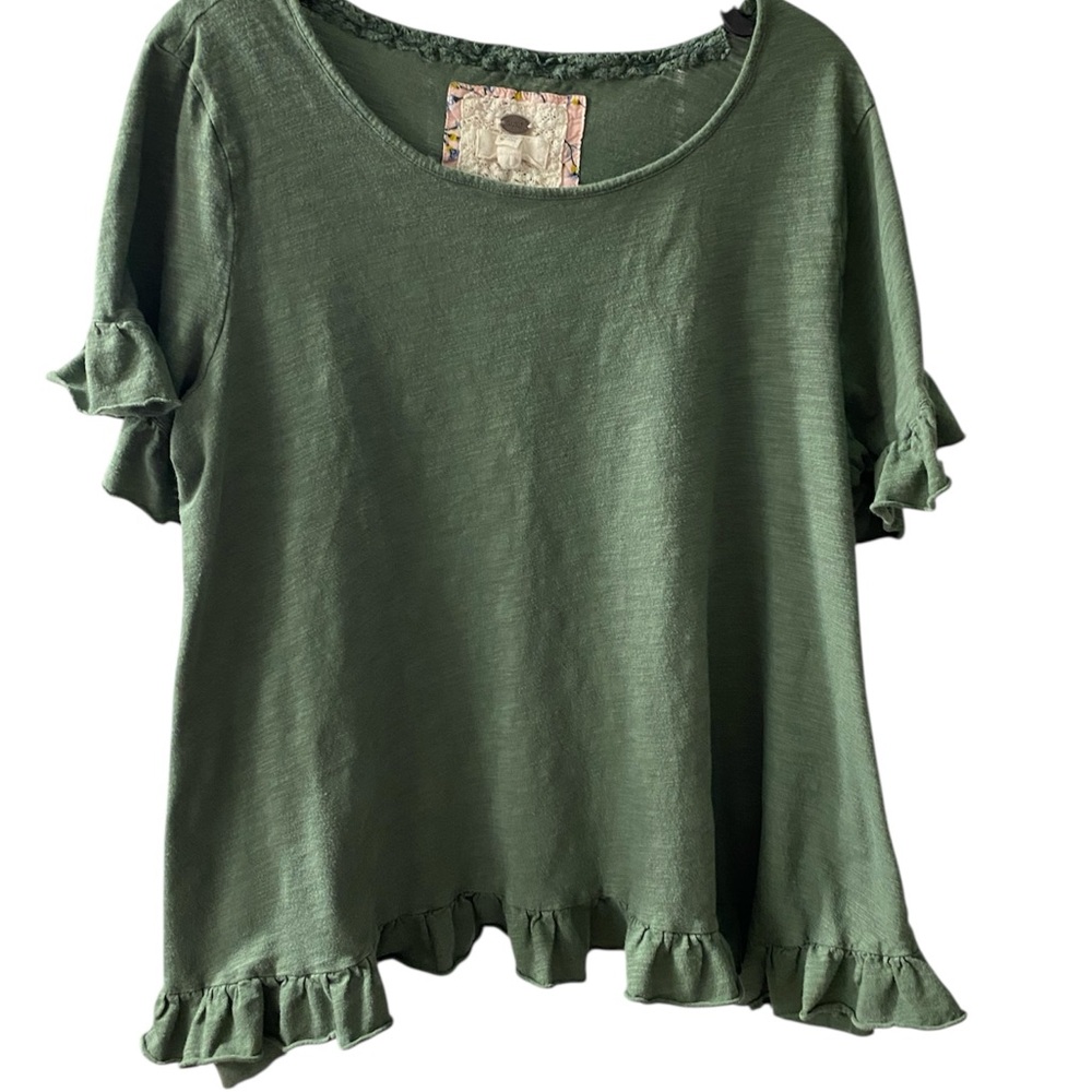 Cupio Green Ruffle Sleeve Top